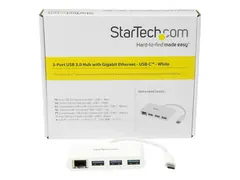 StarTech.com 3 Port USB C Hub w/ Gigabit Ethernet – USB Type C to 3 x USB-A – Multi Port USB 3.0 Hub for MacBook Pro (HB30C3A1GEA) Hub - 3 x SuperSpeed USB 3.0 + 1 x 10/100/1000