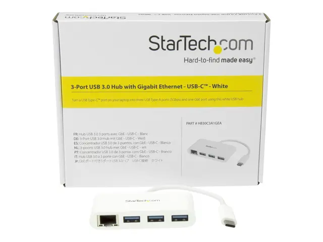 StarTech.com 3 Port USB C Hub w/ Gigabit Ethernet – USB Type C to ...