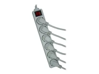 Elivi - Flerkoplingslist - AC 250 V utgangskontakter: 6 (6 x strøm CEE 7/3) - 5 m kabel - hvit