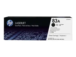 HP 83A - 2-pack - svart - original - LaserJet tonerpatron (CF283AD) - for LaserJet Pro M201, M202, MFP M125, MFP M127, MFP M225