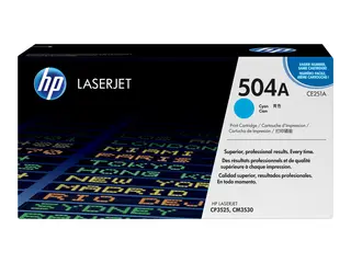 HP 504A - Cyan - original - LaserJet - tonerpatron (CE251A) for Color LaserJet CM3530 MFP, CM3530fs MFP, CP3525, CP3525dn, CP3525n, CP3525x