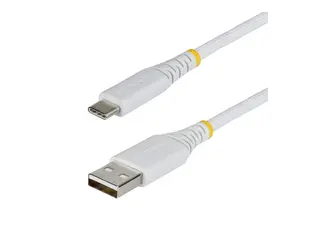StarTech - USB-kabel - USB (hann) til USB-C (hann) USB 2.0 - 3 A - 1 m - USB Power Delivery (3A, 15W), Rask lading, double-braided nylon - hvit