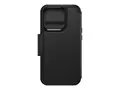 OtterBox Strada Series Folio - Lommebok for mobiltelefon MagSafe-samsvar - l&#230;r - skygge (svart) - for Apple iPhone 15 Pro
