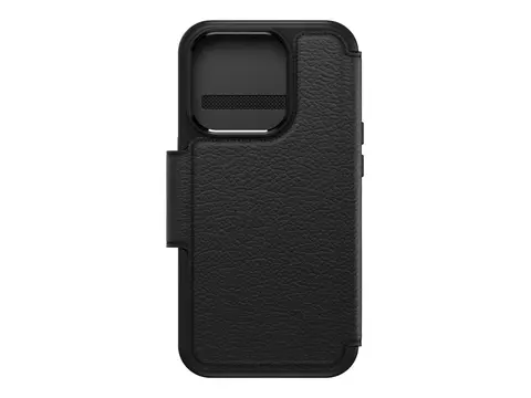 OtterBox Strada Series Folio - Lommebok for mobiltelefon MagSafe-samsvar - l&#230;r - skygge (svart) - for Apple iPhone 15 Pro