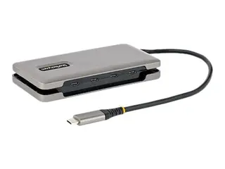 StarTech.com 4-Port USB-C Hub, 4x USB-C Ports, USB 3.1 10Gbps, Portable USB C Hub with 100W Power Delivery Pass-Through, Portable USB Type C Hub w/ 9.8in (25cm) Wrap-Around Cable USB Expansion Hub (HB31CM4CPD3) - hub - 4 porter