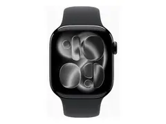 Apple Watch Series 11 (GPS + Cellular) 42 mm - jet svart aluminium - smartklokke med sportsb&#229;nd - fluorelastomer - svart - b&#229;ndbredde: S/M - 64 GB - Bluetooth, LTE, Wi-Fi 4, UWB - 5G - 29.7 g