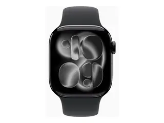 Apple Watch Series 11 (GPS + Cellular) - 42 mm jet svart aluminium - smartklokke med sportsb&#229;nd - fluorelastomer - svart - b&#229;ndbredde: S/M - 64 GB - Bluetooth, LTE, Wi-Fi 4, UWB - 5G - 29.7 g