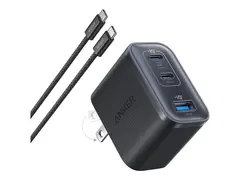 Anker Nano - Strømadapter - 70 Wh 3 A - 3 utgangskontakter (2 x USB-C, USB) - på kabel: USB-C - black stone