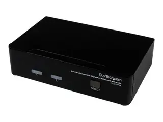 Startech 2 Port DisplayPort KVM Switch - 2560x1600 @60Hz Dual Port DP USB, Keyboard, Video, Mouse Switch Box w/ Audio for Computers and Monitors (SV231DPUA) - KVM / lydsvitsj - 2 porter