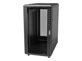 Startech 18U 19" Server Rack Cabinet, 4 Post Adjustable Depth (6-32")Locking Knock Down Network/Computer Equipment Enclosure, Mobile with Glass Door &amp; Casters, HP ProLiant ThinkServer Data Rack Enclosure (RK1836BKF) - rack - 18U