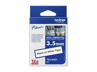 Brother TZe-N201 - Svart på hvitt - Rull (3,56 cm x 8 m) 1 kassett(er) ulaminert teip for Brother PT-D210, D600, H110, P750, P950; P-Touch PT-D410, D460; P-Touch Cube Pro PT-P910