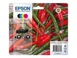 Epson 503 Multipack - 4-pack - svart, gul, cyan, magenta original - blære med RF/lyd-alarm - blekkpatron - for Expression Home XP-5200, XP-5205; WorkForce WF-2960DWF, WF-2965DWF