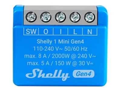 Shelly 1 Mini - Gen 4 - relésvitsj - trådløs - 802.11b/g/n/ax, Blu...