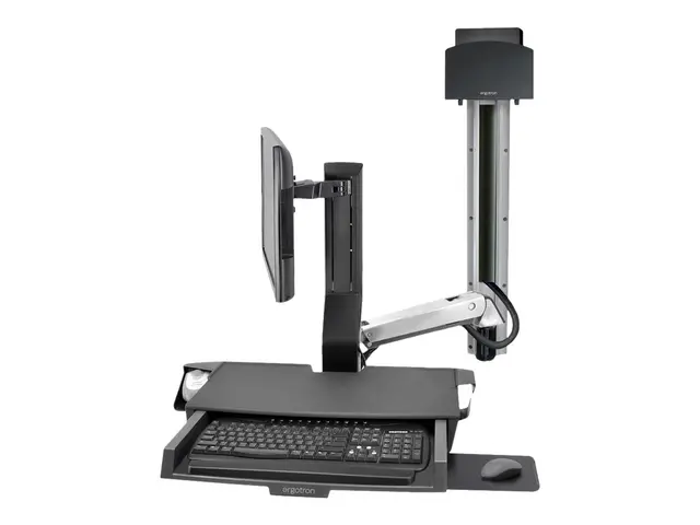 Ergotron SV Combo System with Worksurface & Pan, Small CPU Holder ...