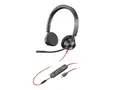 Poly Blackwire 3325 - Blackwire 3300 series hodesett - on-ear - kablet - 3,5 mm jakk, USB-C - svart - UC-sertifisert
