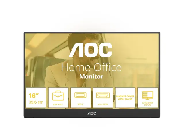 AOC Style-line 16T20E2 - T20 Series - LED-skjerm 16" (15.6" synlig) - portabel - 1920 x 1080 Full HD @ 60 Hz - IPS - 250 cd/m² - 1000:1 - 4 ms - Mini HDMI, 2xUSB-C - høyttalere - svart 