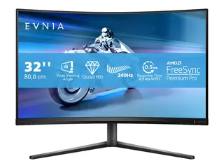Philips Evnia 5000 32M2C5500W - LED-skjerm gaming - kurvet - 32" (31.5" synlig) - 2560 x 1440 QHD @ 240 Hz - VA - 500 cd/m² - 4000:1 - DisplayHDR 400 - 0.5 ms - 2xHDMI, 2xDisplayPort - mørk skifer