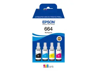 Epson EcoTank 664 - 4-pack - svart, gul, cyan, magenta original - blekkrefill - for Epson L380, L395, L495; EcoTank ET-2650, L1455, L656; EcoTank ITS L3050, L3060, L3070