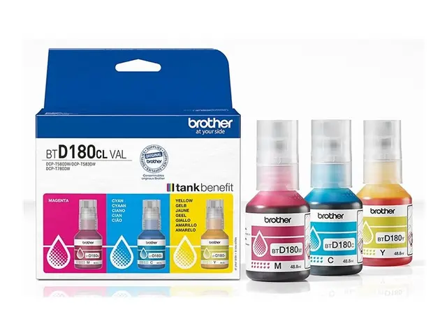 Brother BTD180CL Multipack - 3-pack gul, cyan, magenta original he...