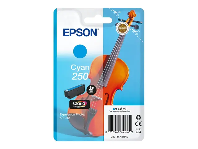 Epson 250 - 4.8 ml cyan original blister blekkpatron for P/N: C11C...