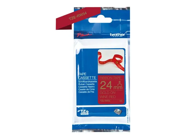 Brother TZe-RW54 - Sateng gull på vinrødt Rull (2,4 cm x 4 m) 1 ka...