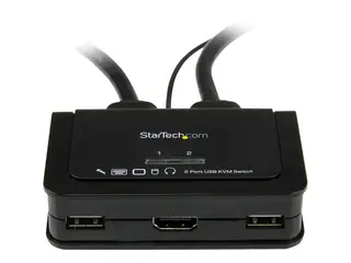 Startech 2 Port USB HDMI Cable KVM Switch with Audio and Remote Switch USB Powered KVM with HDMI - Dual Port HDMI KVM Switch (SV211HDUA) - KVM / lydsvitsj - 2 x KVM/lyd - 1 lokalbruker - stasjonær