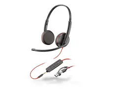 HP Poly Blackwire 3225 - Blackwire 3200 Series hodesett - on-ear - kablet - 3,5 mm jakk, USB-C - svart - Certified for Skype for Business, Cisco Jabber Certified, Avaya Certified, UC-sertifisert