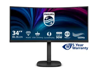 Philips 34B2U3600C - 3000 Series - LED-skjerm kurvet - 34" - 3440 x 1440 WQHD @ 120 Hz - VA - 3500:1 - HDMI, DisplayPort, USB-C - høyttalere - teksturert svart