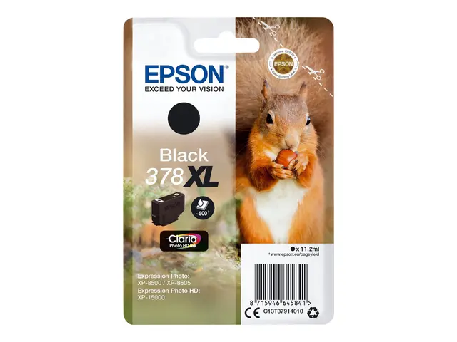 Epson 378XL - 11.2 ml - XL - svart - original - blister - blekkpat...