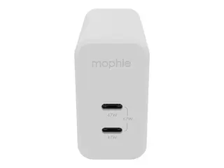 mophie speedport 67 - Strømadapter - 67 watt PD, Fast Charge - 2 utgangskontakter (USB-C) - hvit - Europa