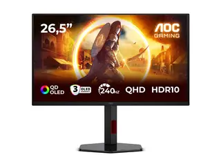 AOC Gaming Q27G4ZDR - G4 Series OLED-skjerm - gaming - 27" (26.5" synlig) - 2560 x 1440 QHD @ 240 Hz - HDR10 - 0.03 ms - 2xHDMI, DisplayPort - svart, rød
