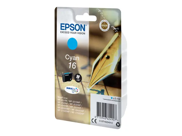 Epson 16 - 3.1 ml - cyan - original - blekkpatron - for WorkForce ...