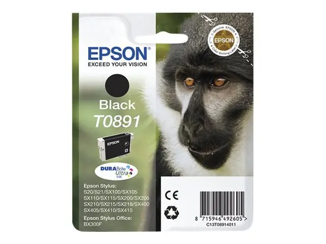 Epson T0891 - Svart original blære med RF/lyd-alarm blekkpatron fo...