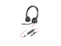 Poly Blackwire 3325 - Blackwire 3300 series hodesett - on-ear - kablet - 3,5 mm jakk, USB-C - svart - Certified for Microsoft Teams, UC-sertifisert