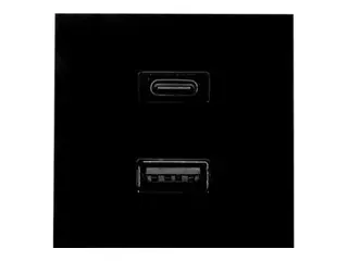 Shelly - Strømadapter - 3 A - 2 utgangskontakter (USB-C, USB) svart