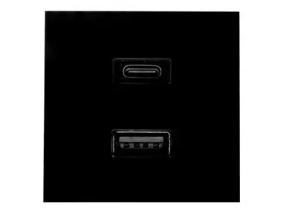 Shelly - Strømadapter - 3 A - 2 utgangskontakter (USB-C, USB) - svart