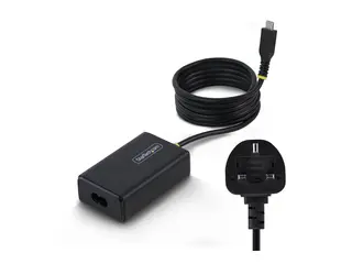 StarTech - USB-C-strømadapter - med 1,5 m festet USB-C-kabel AC 110-240 V - 65 watt - Europa - svart