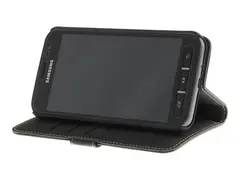 Insmat Exclusive Flip Case - Lommebok for mobiltelefon ekte skinn - svart - for Samsung Galaxy Xcover 4