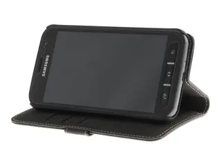 Insmat Exclusive Flip Case - Lommebok for mobiltelefon ekte skinn - svart - for Samsung Galaxy Xcover 4