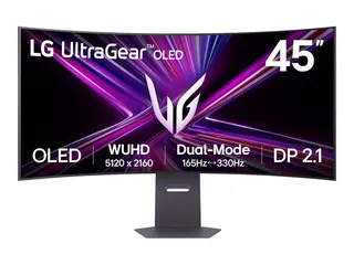 LG UltraGear 45GX950A-B - OLED-skjerm gaming - kurvet - 45" (44.5" synlig) - 5120 x 2160 WUHD @ 165 Hz - 1300 cd/m² - 1500000:1 - DisplayHDR 400 True Black - 0.03 ms - 2xHDMI, DisplayPort, USB-C - høyttalere - svart