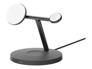 Belkin BoostCharge Pro 3-in-1 - Tr&#229;dl&#248;st ladestativ med Qi2 + AC-str&#248;madapter - 15 watt - Fast Charge - svart