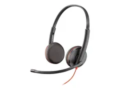 Poly Blackwire C3225 - Blackwire 3200 Series hodesett - on-ear - kablet - 3,5 mm jakk - svart - Skype Certified, Cisco Jabber Certified, Avaya Certified