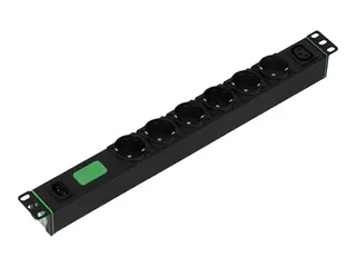 APC Easy Rack PDU Basic - Strømfordelerenhet (kan monteres i rack) vannrett - AC 200-240 V - 2.3 kW - enkeltfase - inngang: IEC 60320 C14 - utgangskontakter: 7 (6 x Type F, power IEC 60320 C13) - 1U - 2 m kabel