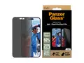 PanzerGlass - Skjermbeskyttelse for mobiltelefon ultrabred passform - glass - med personvernsfilter - 2-veis - rammefarge svart - for Apple iPhone 16 Plus
