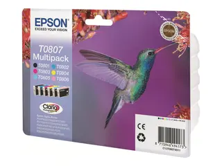 Epson T0807 Multipack - 6-pack 44.4 ml - svart, gul, cyan, magenta, lys magenta, lys cyan - original - blister - blekkpatron - for Stylus Photo P50, PX650, PX660, PX700, PX710, PX720, PX730, PX800, PX810, PX820, PX830