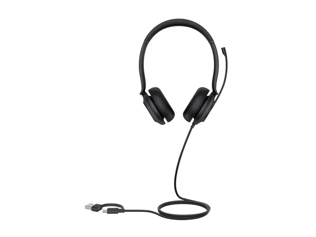 Yealink UH35 Dual - Hodesett on-ear kablet USB-A, USB-C svart Cert...