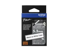 Brother HSe-211E - Svart p&#229; hvitt Rull (0,52 cm x 1,5 m) 1 kassett(er) hengeboks - varmekrympetape - for P-Touch PT-D800, PT-E300, PT-E310, PT-E550, PT-P700, PT-P750, PT-P900, PT-P950