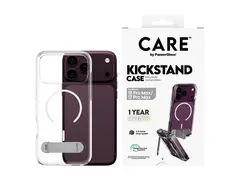 CARE by PanzerGlass - Beskyttende deksel for mobiltelefon med stativ - MagSafe-samsvar - termoplast-polyuretan (TPU), polykarbonat (PC) - gjennomsiktig, hvit - for Apple iPhone 17 Pro Max