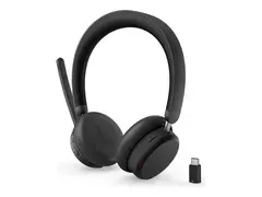 Lenovo 6550 - Hodesett - on-ear - Bluetooth trådløs - aktiv støydemping - svart - Certified for Microsoft Teams