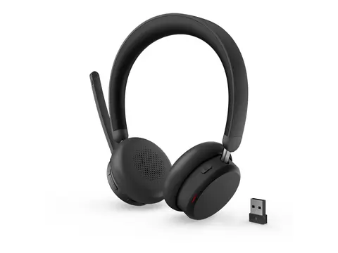Lenovo 6550 - Hodesett - on-ear - Bluetooth trådløs - aktiv støydemping - svart - Certified for Microsoft Teams